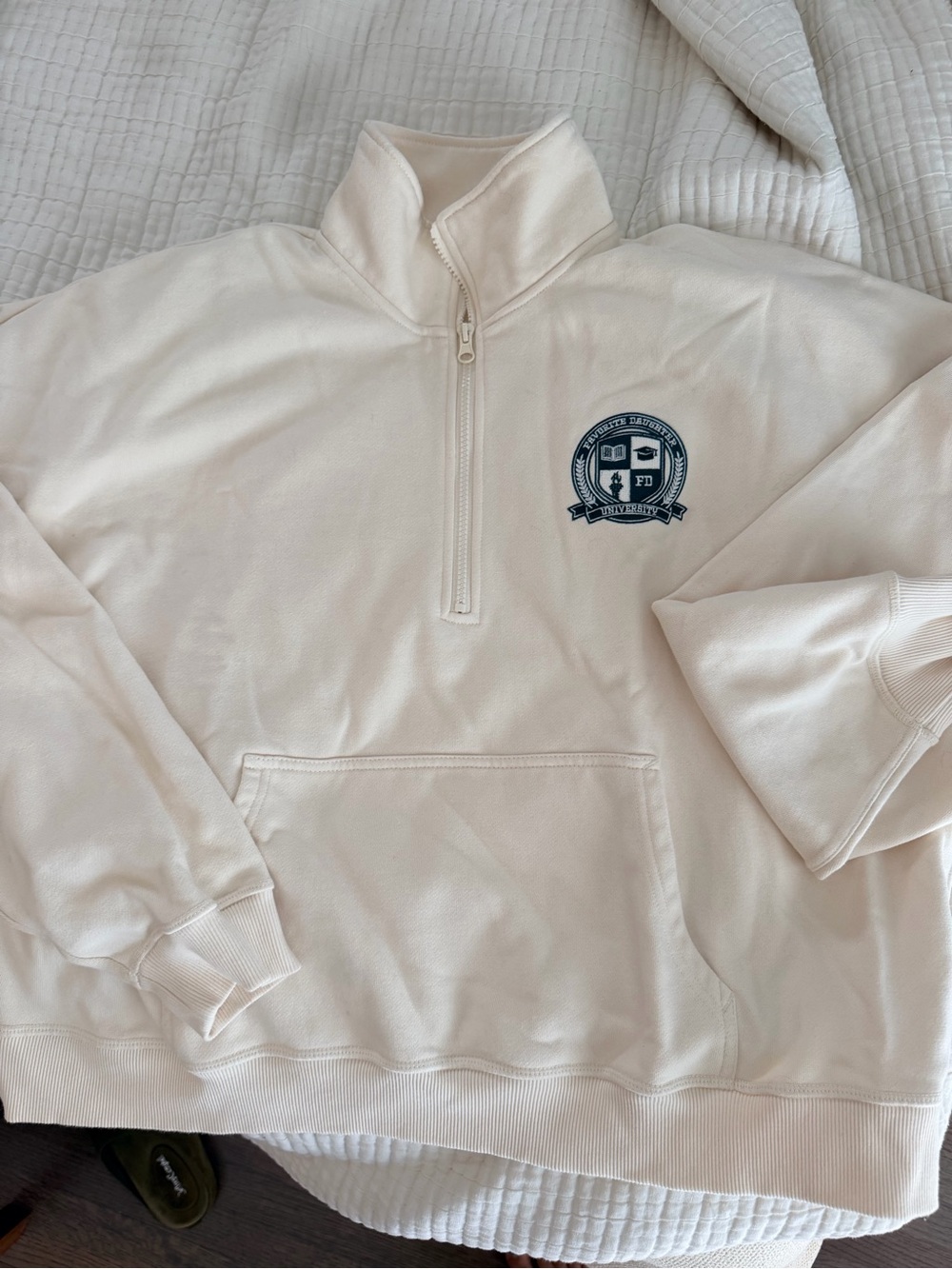 Favorite Daughter University cream quarter-zip